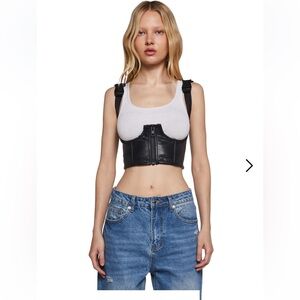 POSTER GIRL Black Leather Crop Top